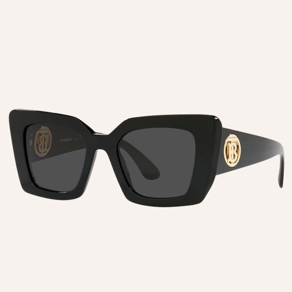 New! Burberry BE4344 3001/87 Black Square Sunglasses, Authentic